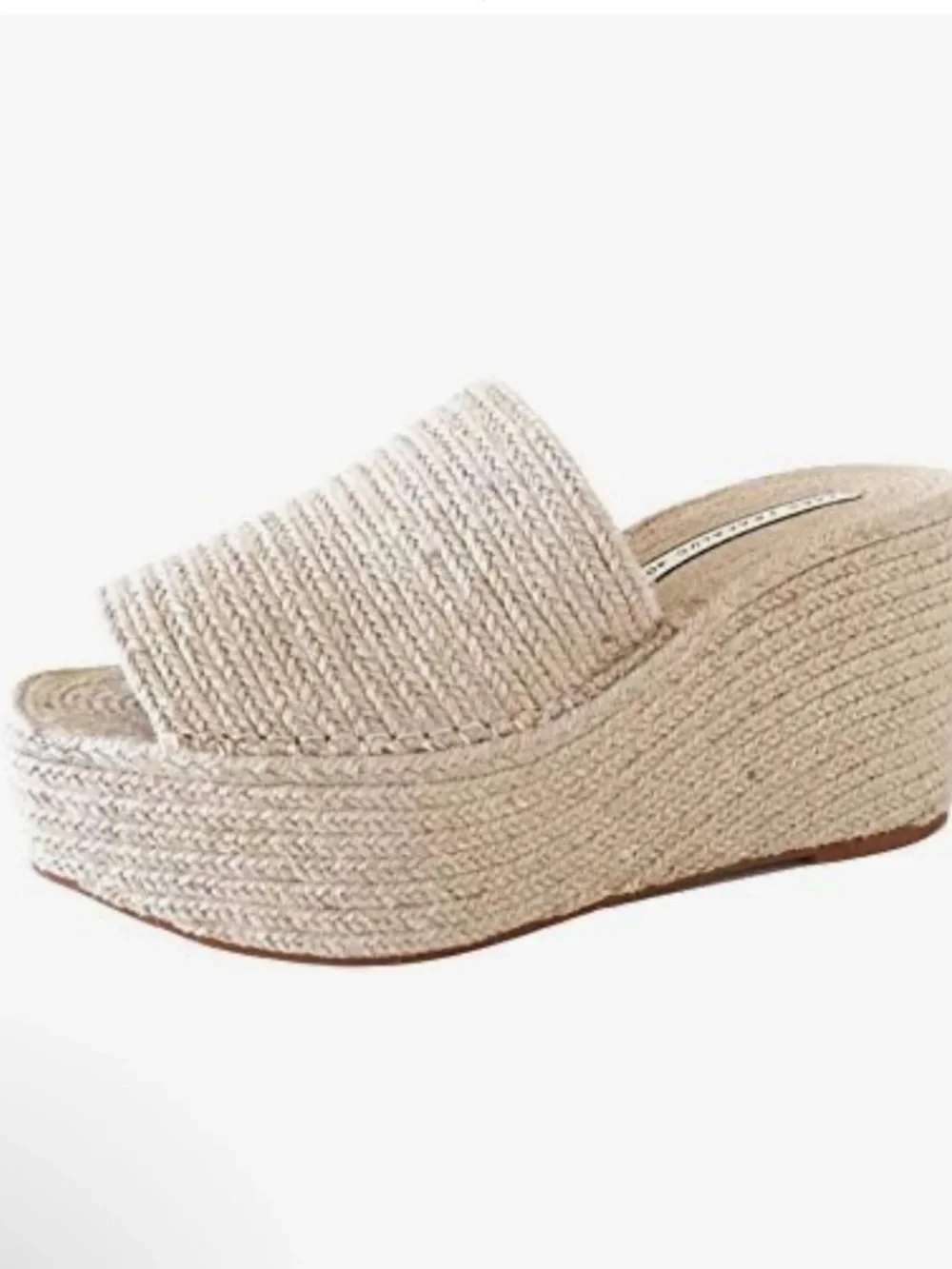 Zara jute raffia wicker wedge sandals slides sz 38 - Picture 2 of 6